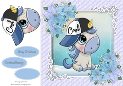 Gorgeous Unicorn In Blue Christmas Frame 8x8