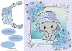 Gorgeous Elephant In Blue Christmas Frame 8x8