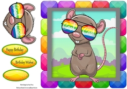 Cool Rat In Rainbow Block Frame 8x8