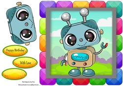 Cool Robot In Rainbow Block Frame 8x8