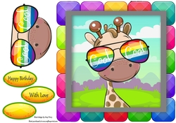 Cool Giraffe In Rainbow Block Frame 8x8