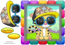 Cool Tiger In Rainbow Block Frame 8x8
