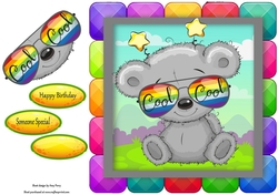 Cool Bear In Rainbow Block Frame 8x8