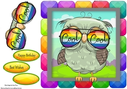 Cool Owl In Rainbow Block Frame 8x8
