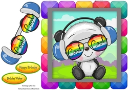Cool Panda In Rainbow Block Frame 8x8