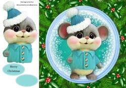 Gorgeous Mouse With Bobble Hat In Holly Frame 8x8