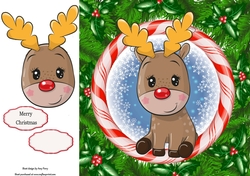 Reindeer In Candy Cane Frame 8x8