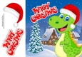 Funny Green Festive Dinosaur 8x8