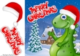 Funny Green Spiky Festive Dinosaur 8x8