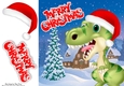 Funny Green & Dark Green Festive Dinosaur 8x8