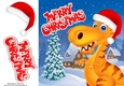 Funny Orange Festive Dinosaur 8x8