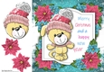Merry Christmas Dog With Pink Bobble Hat 8x8