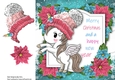 Merry Christmas Unicorn With Pink Bobble Hat 8x8