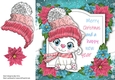 Merry Christmas White Cat With Pink Bobble Hat 8x8