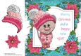 Merry Christmas Rat With Pink Bobble Hat 8x8