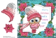 Merry Christmas Owl With Pink Bobble Hat 8x8