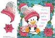 Merry Christmas Penguin With Pink Bobble Hat 8x8