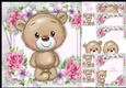 Beautiful Brown Bear With Pink Flowers 8x8 Mini Kit