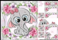 Beautiful Grey Elephant With Pink Flowers 8x8 Mini Kit