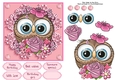 Pretty In Pink Flowers Blue eyed owl 6x6