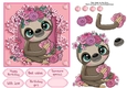 Pretty In Pink Flowers Sloth 6x6