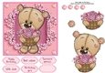 Pretty In Pink Flowers Bear With A Basket 6x6