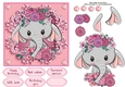 Pretty In Pink Flowers Elephant 6x6