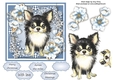 Gorgeous Black Chihuhua With Blue Festive Flowers 6x6