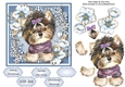 Gorgeous Yorkshire Terrier With Blue Festive Flowers 6x6