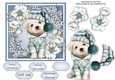 Gorgeous Dog In A Bobble Hat  With Blue Festive Flowers 6x6
