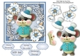 Gorgeous Mouse In A Bobble Hat  With Blue Festive Flowers 6x6