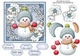 Gorgeous Snowman In A Bobble Hat  With Blue Festive Flowers 6x6