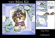 Cute Teacup Yorkshire Terrier With Blue Flowers 7x7 Mini Kit