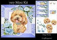 Cute Brown Fluffy Dog With Blue Flowers 7x7 Mini Kit