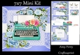 Vintage Type Writer With Blue Flowers 7x7 Mini Kit