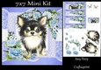Cute Black Chihuahua With Blue Flowers 7x7 Mini Kit