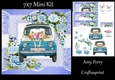 Vintage wedding car with blue flowers 7x7