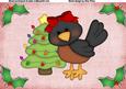 Christmas Female Robin with Christmas Tree