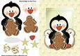 Cute Penguin with Cookies in Beige Star Frame