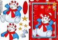 Cute Red & Blue Snowman with Gold Stars