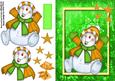 Cute Orange & Green Snowman with Gold Stars