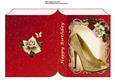 Lovely Gold Shoe with Roses Book Card
