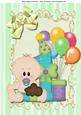 Cute Baby with Balloons & Presents A4