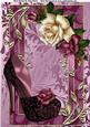 Lovely Deep Purple Shoe & Roses A4