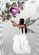 Beautiful White Angel with Purple Roses A4