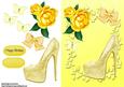 Beautiful Yellow Glitter Shoe with Yellow Rose's