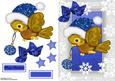 Lovely Christmas Bird with Blue Glitter Bauble & Blue Hat