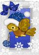 Lovely Christmas Bird with Blue Glitter Bauble & Blue Hat A4