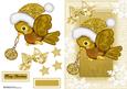 Lovely Christmas Bird with Gold Glitter Bauble & Gold Hat