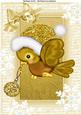Lovely Christmas Bird with Gold Glitter Bauble & Gold Hat A4
